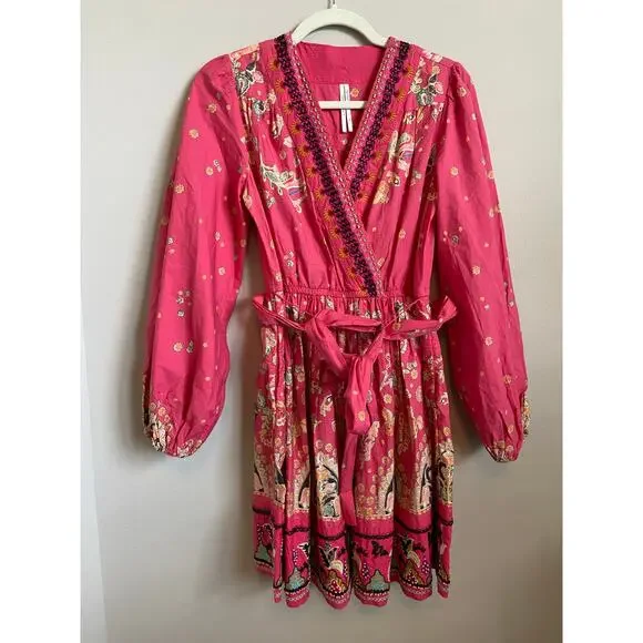 Anthropologie Raquel Pink Beaded Mini Dress Size XS